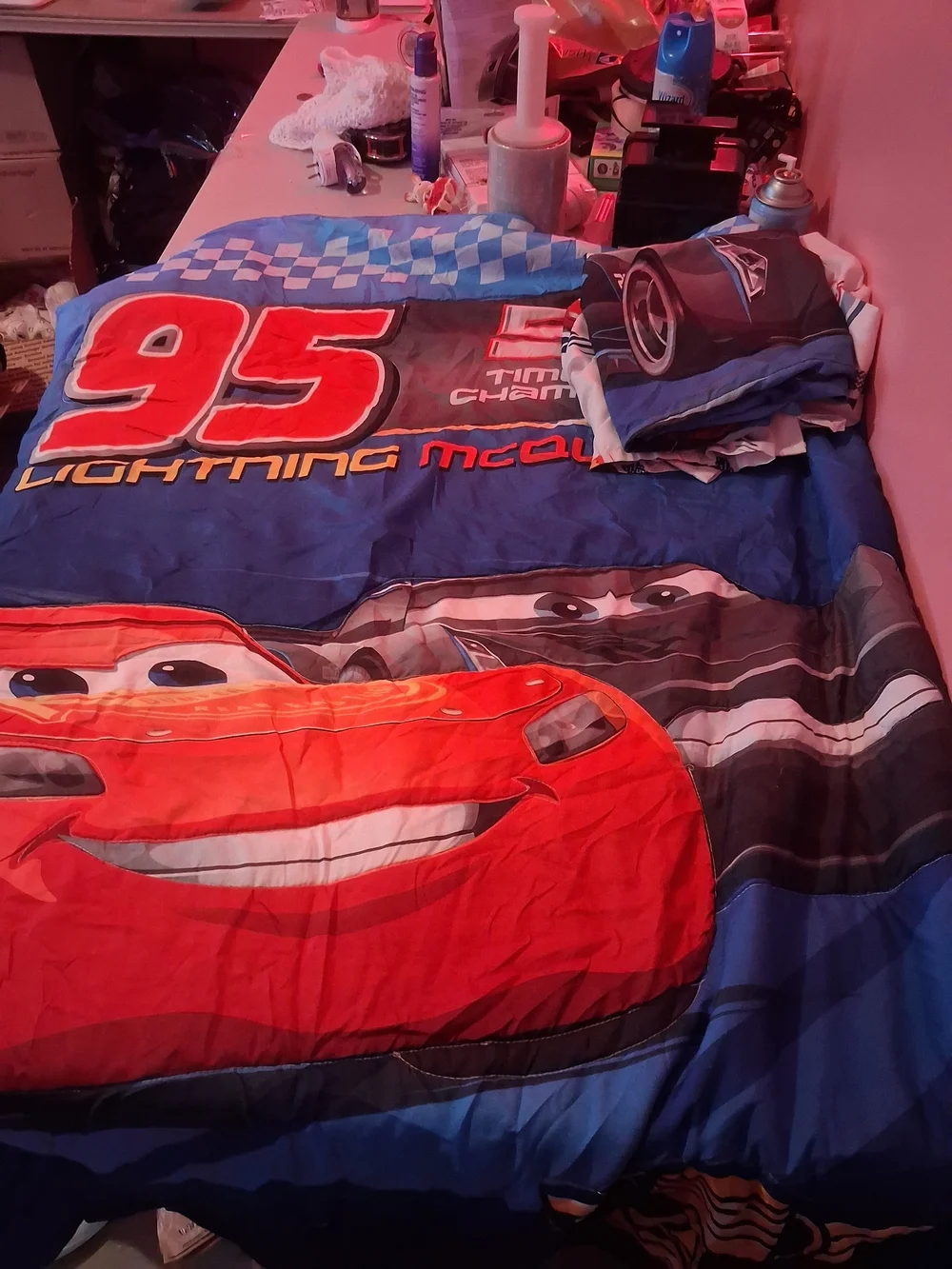 Lightning McQueen Kids Blue and Red Bedding Set